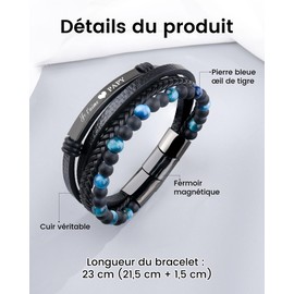 VGWON Geschenk Großvater Armband Männer Weihnachten Geburtstag Geschenk für Opa Papa FR