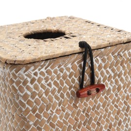 Tissue Box Cover Square, Seagrass Tissue Box Holder, Woven Facial Tissue Holder, Decorative Rattan Wicker Tissue Cover for Dinner Table, Living Room, Bathroom, Bedroom, Office (Whitewash)