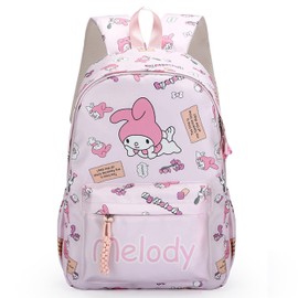 Roffatide Anime All Over Print Casual Backpack Laptop Backpack Travel Hiking Rucksack Zipper Backpack Pink