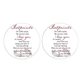 Lord Carried You Grey Footprints 2.75 x 2.75 Ceramic Car Coasters Pack of 2