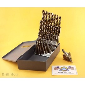 Drill Hog 29 Pc Cobalt M42 Drill Bit Set 29 Pc Step Bit Drill Hog USA Lifetime Warranty