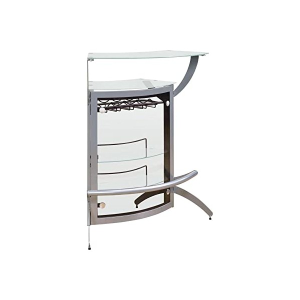 Coaster Home Furnishings Coaster Contemporary Recreation Room Bar Unit, 33"W x 19.5"D x 41.5"H, Silver