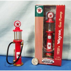 Texaco ~ Miniature Die Cast Gravity Gas Pump 1920’s Texaco Star Logo Globe ~ Red