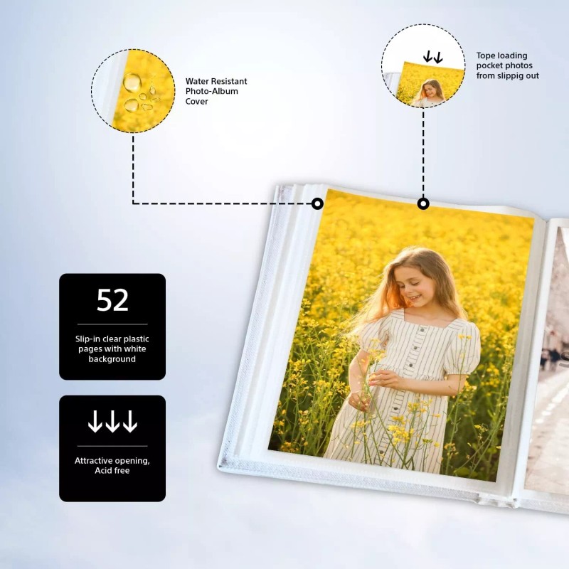 worldus WEDDING PHOTO ALBUM 8X10 SLIP IN POCKETS, HOLDS 52