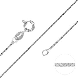 Designer Inspirations Boutique 18" Inch Sterling Silver 1 mm Thick Box Link/Square Link Chain Necklace for Women Teenager Girls - Trace/Fine Silver Chain - Weight: 2.6 Grams