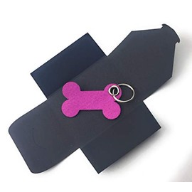 Felt Key Fob, Bones/Dogs, Magenta as Key Chain/Suitcase Tag and Special Gift with Eyelet and Key Ring – Made in Germany, neutral