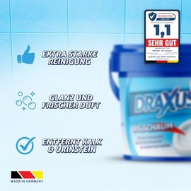 DRAXUS Toilet Foam in XXL Pack (2.5 kg), Extra Strong, Toilet Cleaner Powerfully Removes Limescale and Urine Stone, Provides Shine and Fresh Fragrance