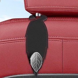 KAFUX Car Headrest Hooks for Purses & Bags - Leaf Flexible Leather Hooks, Cute Back Seat Organizer, Ideal Car Accessories for Women & Men, Must-have for Car Storage & Organization (Black-1Pack)