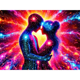 BlissYard UV Reactive Backdrop Blacklight Tapestry 80x60 Glow in the Dark Tapestry Futuristic Couple Sign Tapestry Wall Tapestry for Bedroom, Living Room Decor Trippy Black Light Decor