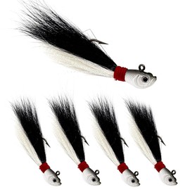 9KM DWLIFE Bucktail Jigs Jig Heads Saltwater Buck Tail Fishing Lure Crappie Hair Jigs Bass Walleye Surf Fishing Lures 1/4 Oz-2oz 5Pack