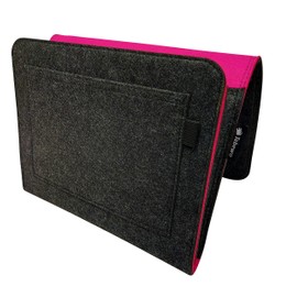 Tebewo Bett-Organizer aus Filz | stabile Bett-Ablage | Hängeregal für Bettkasten | Bett-Tasche zur Aufbewahrung von Büchern, Fernbedienung und mehr (Dunkelgrau/Magenta)