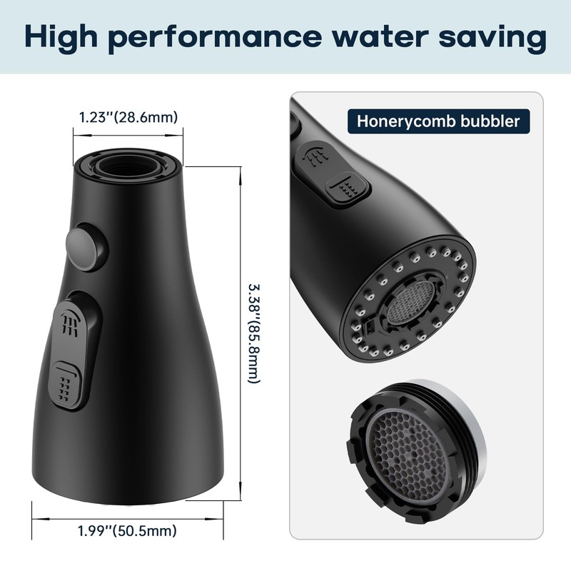 DEERFEI Pull Down Kitchen Faucet Spray Head Replacement, 3-Function Nozzle