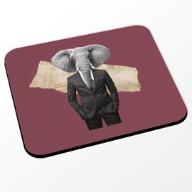 Mauspad, Motiv: Elefant von Wall Street Collage Art Surrealismus Business – (Maße 24 x 20 cm)