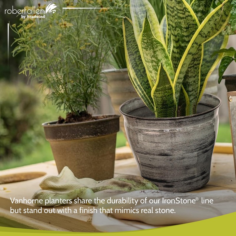 Robert Allen by Headwind - Ironstone Vanhorne Glazed Metal Planter