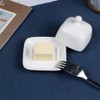 NAGU Small Rectangle Butter Dish with Lid, White Procelain Domed