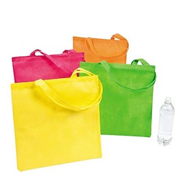Fun Express - (lg NoN-Woven Neon Tote Bags - Apparel Accessories - Totes - Plain Totes - 12 Pieces