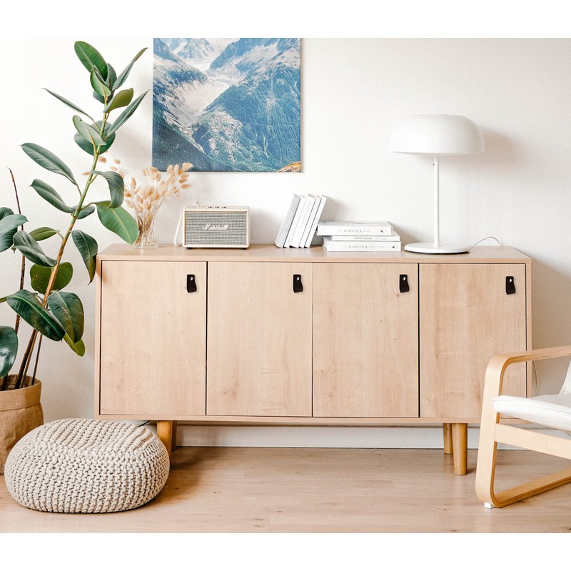 Brute Strength - Black Leather Cabinet Handles - 6 Pack