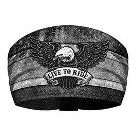 That's A Wrap! Unisex Live to Ride Eagle Knotty Band Headwrap - Black/Gray
