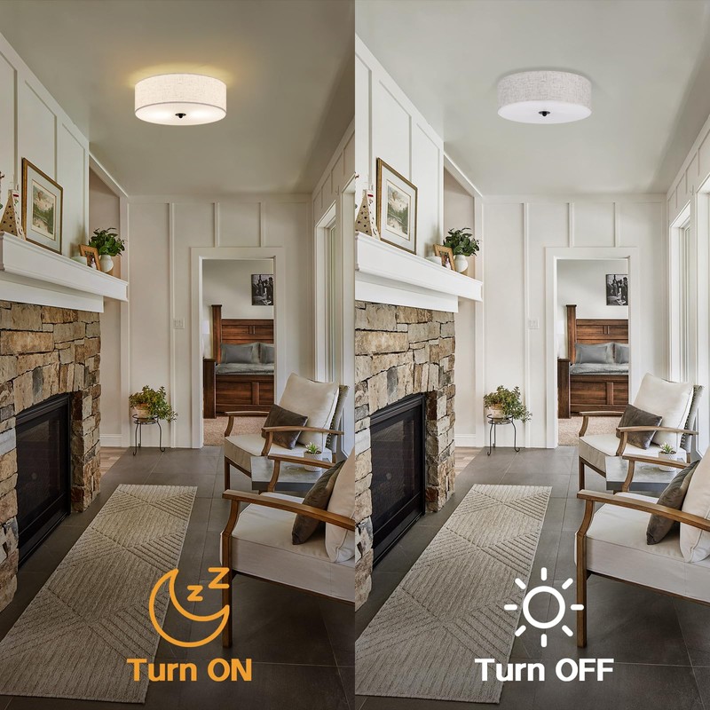 CALOKES Flush Mount Ceiling Light Fixture, 13" Close to Ceiling