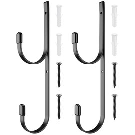 Easecos 2 Pcs Pool Pole Hanger Wall Mounted Pool Fence Hooks Heavy Duty Swimming Metal Brackets Equipment Storage Hooks for Hanging Telescopic Poles, Nets, Skimmers, Hose, Swimming Pool Accessories