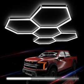 Litezone Hexagon Garage Lights : 3 Level Dimmable 168W Tube 5 Grids Hexagon LED Lights - Easy Install 6500K Super Bright Hex Lights for Garage, Home Gym, Shop, Workshop, Basement, Studio