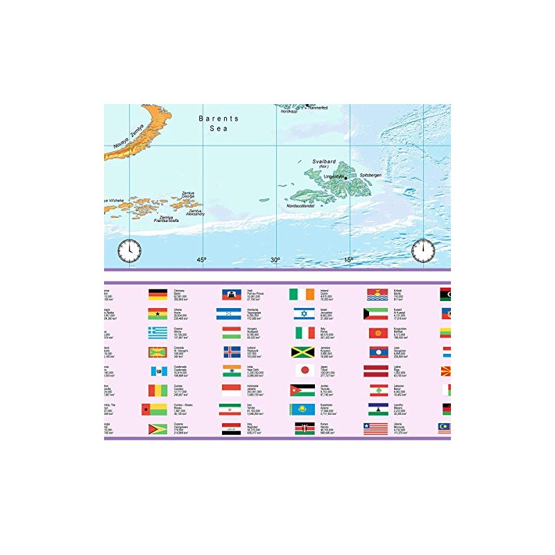 Upside Down World Political Map - 1:40m - Medium -