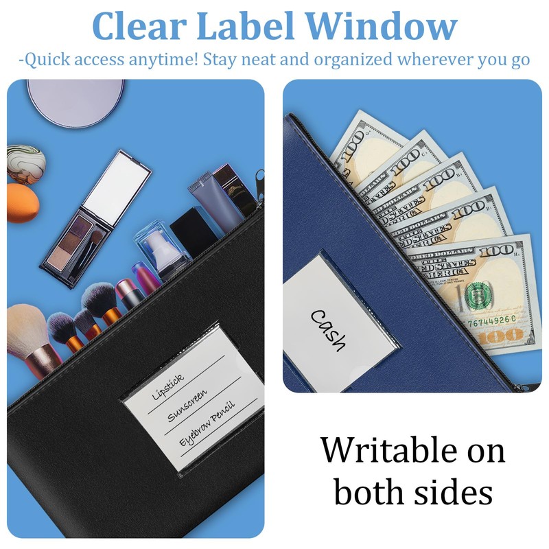 2 Pack Money Bags with Zipper, Bank Pouch with Label,