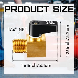 Tondiamo Air Compressor Valve, Mini Metal Ball Type Air Tank Drain Valve Brass, 1/4 Inch NPT Male x NPT Female for Air Compressor Part(4 Pieces)