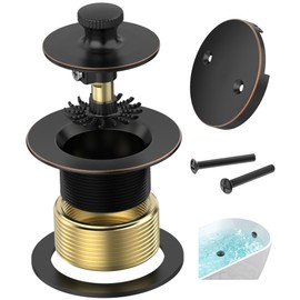 Sogmeter Oil Rubbed Bronze Bathtub Drain, Hair Catcher and 2-Hole Overflow Faceplate, 11.5/16 UNC, Lift and Turn Bathtub Drain Replacement, Tub Drain Stopper