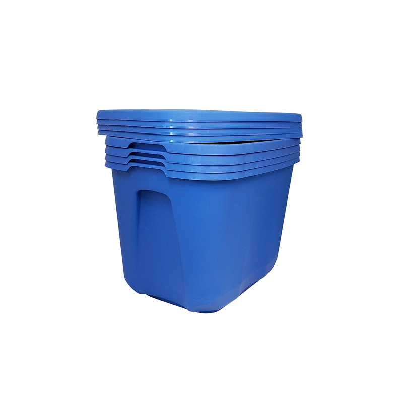 HOMZ Plastic Container 10 Gallon Storage, Blue, 4 Pack
