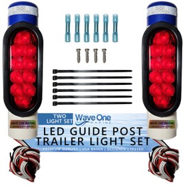 Wave One Marine Boat Trailer Guide Post LED Pole Light Set, (DOT SAE APPROVED) IP67 Waterproof 12V PVC Pipe Tail Lights, Sealed Submersible Turn Signal Brake Marker (2PCS)