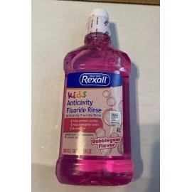 Rexall 16.9fl oz. Kids Bubble Gum Flavor Anticavity Mouthwash 02/14/2026 Exp