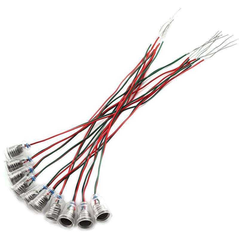 MEETOOT 10pcs E10 Mini Bulb Holder with Wire Light Beads