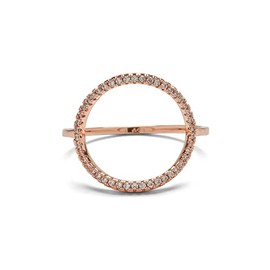 Pura Vida Rose Gold-Plated Pave Open Circle Ring - Cubic Zirconia Stones, Brass Base - Size 5-9, not known,