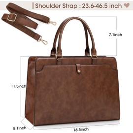 Laptop Bag for Women 15.6 Inch Laptop Tote Bag Leather Work Bag Waterproof Briefcase Business Office Computer Bag Large Handbag Shoulder Bag