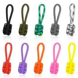 GLADFRESIT Zipper Pulls 10 Pieces Hand Woven Rope Zipper Head Zipper Pull Cord Zipper Extension for Backpack Luggage Handbag Zipper (Multicolor)