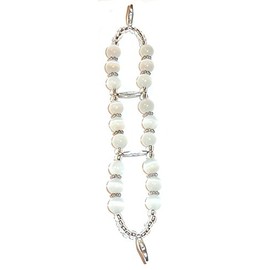 Hidden Hollow Beads Women's 6" Medical Alert ID Interchangeable Replacement Bracelet, Identification vital info tag (White Stretchy Double Band)