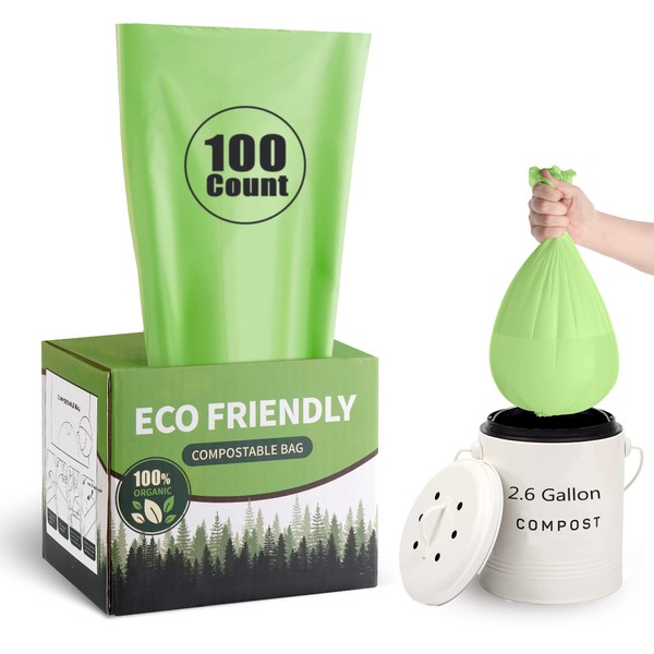 Bolsas de basura biodegradables, 2.6 galones, 100% compostables, bolsas de