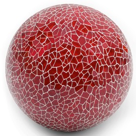 Woration 1 PC 3.15 Inch Decorative Balls Centerpiece Mosaic Glass Sphere Modern Solid Decoration Orbs Living Room Bowls Vases Dining Table Decor (Red Themed Color)