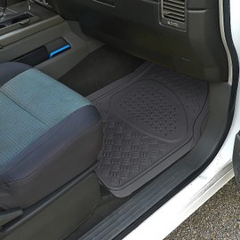 Spec-D Tuning Universal Fitment Gray Front + Rear All Weather Heavy Duty Rubber Floor Mats Truck SUV