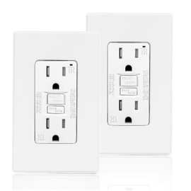 Coby 15 Amp GFCI Outlet, 5-15R Narrow Design GFI Dual Receptacle, TR Tamper Resistant with LED Indicator, with Wall Plate, UL Listed (Pack of 2)