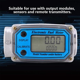 Digital Turbine Flow Meter 15-120L 1 Inch NPT Diesel Fuel Flow Meter Diesel Oil Fuel Flow Meter Petrol Meter (Blue)