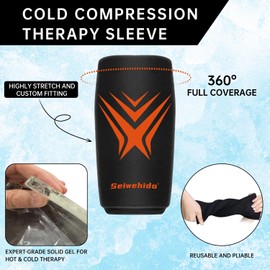Extended Leg Knee Ice Pack Wrap for Injuries Compression, Reusable Soft Gel Freeze Knees Brace for Swelling Replacement Surgery, Cold Therapy for Arthritis, Meniscus Tear (Knee-Black-2 Pack)