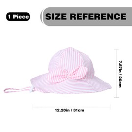 Gkhlg 1 Pack Baby Sun Hat Wide Brim with Chin Strap Breathable and Adjustable for Kids Summer Beach Bucket Hats for Pool Park Outdoor Activities (UK, Age, One Size, 2-3 Years, Pink Stripes)
