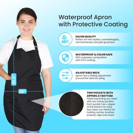 Hair Stylist Apron - PU Coated Waterproof Hair Salon Apron with Pockets - Professional Hairdresser Smock for Cutting, Coloring, Nail Techs, Cosmetologists, and Barbers