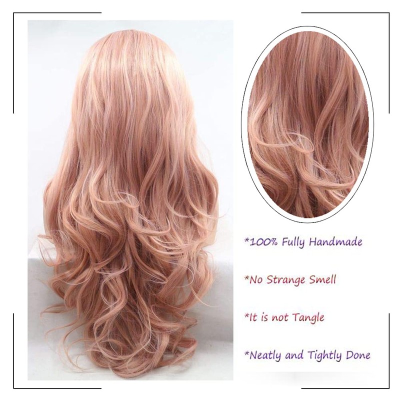 Angle Lucky Peach Pink Wig for Women Synthetic Lace Front