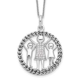 Solid 925 Sterling Silver Antiqued-Style Knitted Together by Love 18in Necklace Chain 18" (30mm)