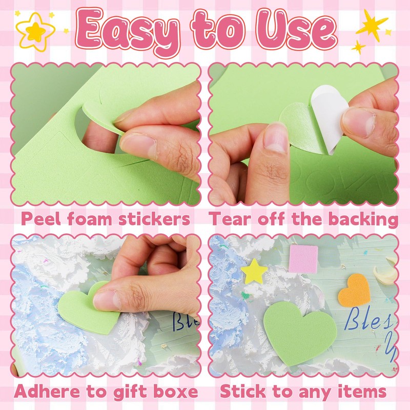 3260Pcs Foam Shape Stickers,EVA Foam Stickers with Assorted Shapes Colors