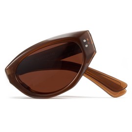 Cyxus Folding Polarized Sunglasses Cat Eye for Men Women Easy Carry Foldable Sunglasses UV400 Protection P1181 Dark Brown