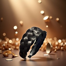 Geflochtenes Stirnband, Perücke, Stirnband, breiter Rand, einfacher Pferdeschwanz, Zopf, Haarteil, Haarschmuck, Stretch-Qualität, synthetische geflochtene Stirnbänder, für Damen und Mädchen, Schwarz